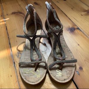 Sam Edelman gold embellishment and tan leather sandals.  Size 9.